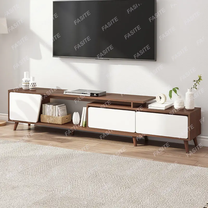 거실용 텔레스코픽 TV 캐비닛, 단단한 나무 다리, 티 테이블, TV 캐비닛 조합