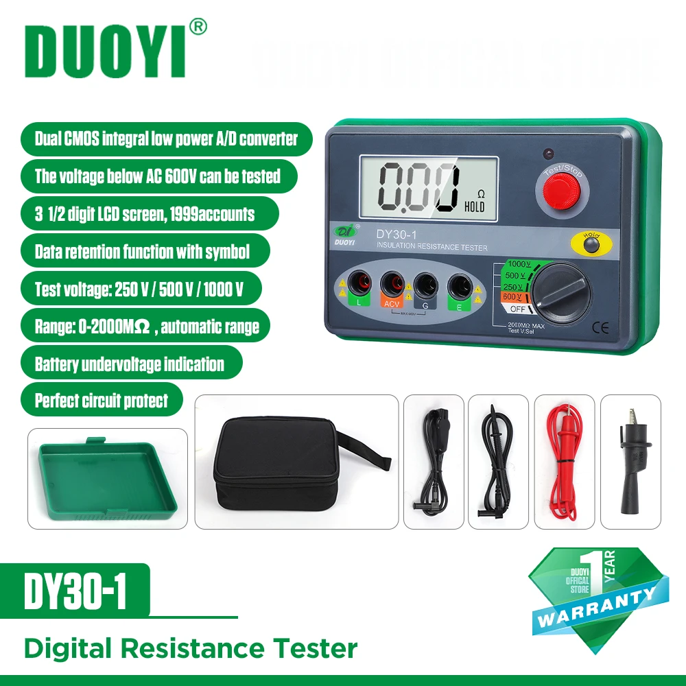 DUOYIDY301InsulationResistanceTester250V500V1000VMegohmmeter