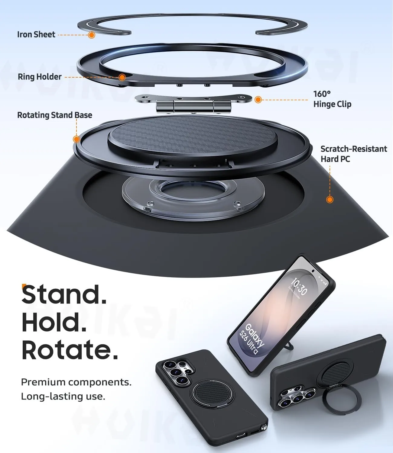 Dual Layer Magnetic Shockproof Phone Case with Ring Holder Stand & Kickstand