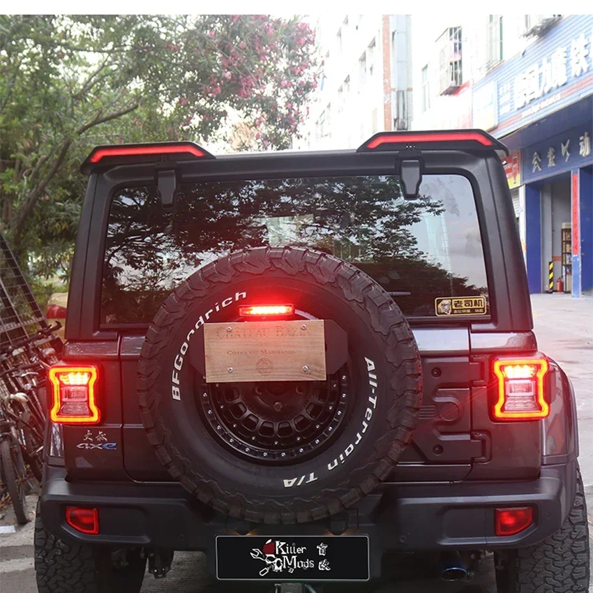 Rear Roof Spoiler Wing W/ Tail LED Light Lamp For Jeep Wrangler JK JKU