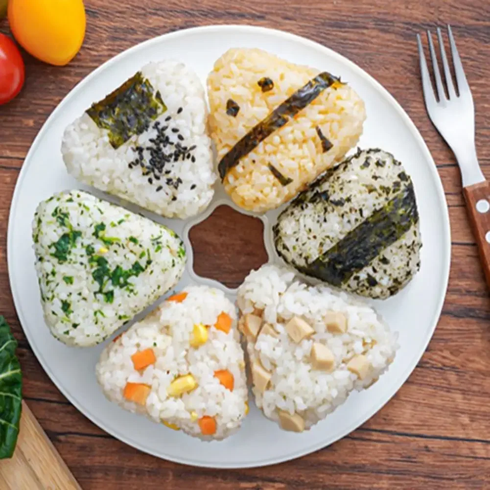 Description Picture 3 of item6 Grids Japanese Onigiri Maker Press Non-sticky DIY Plastic Triangle Rice Ball Sushi Making Tool Mold Bento Tools
