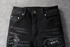 Black High Street Holes Transparent Crystals Patchwork Stretch Slim Fit Rhinestones Patches Distressed Ripped Jeans Men 4