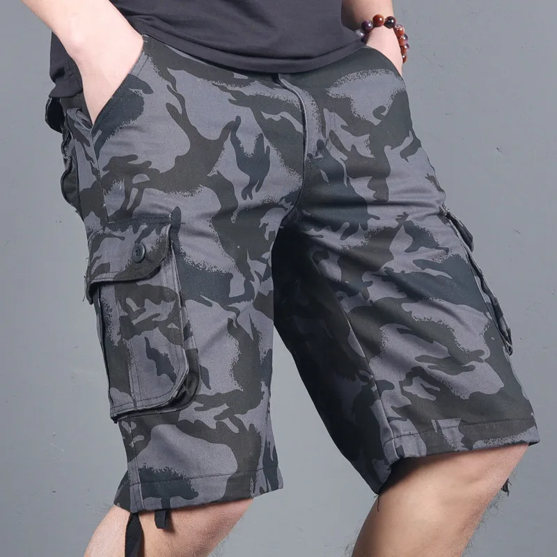2024 summer Men Fashion  Cotton Pants Multi-pockets  shorts Pants Casual Trousers Overalls Camouflage Loose clothes half pants
