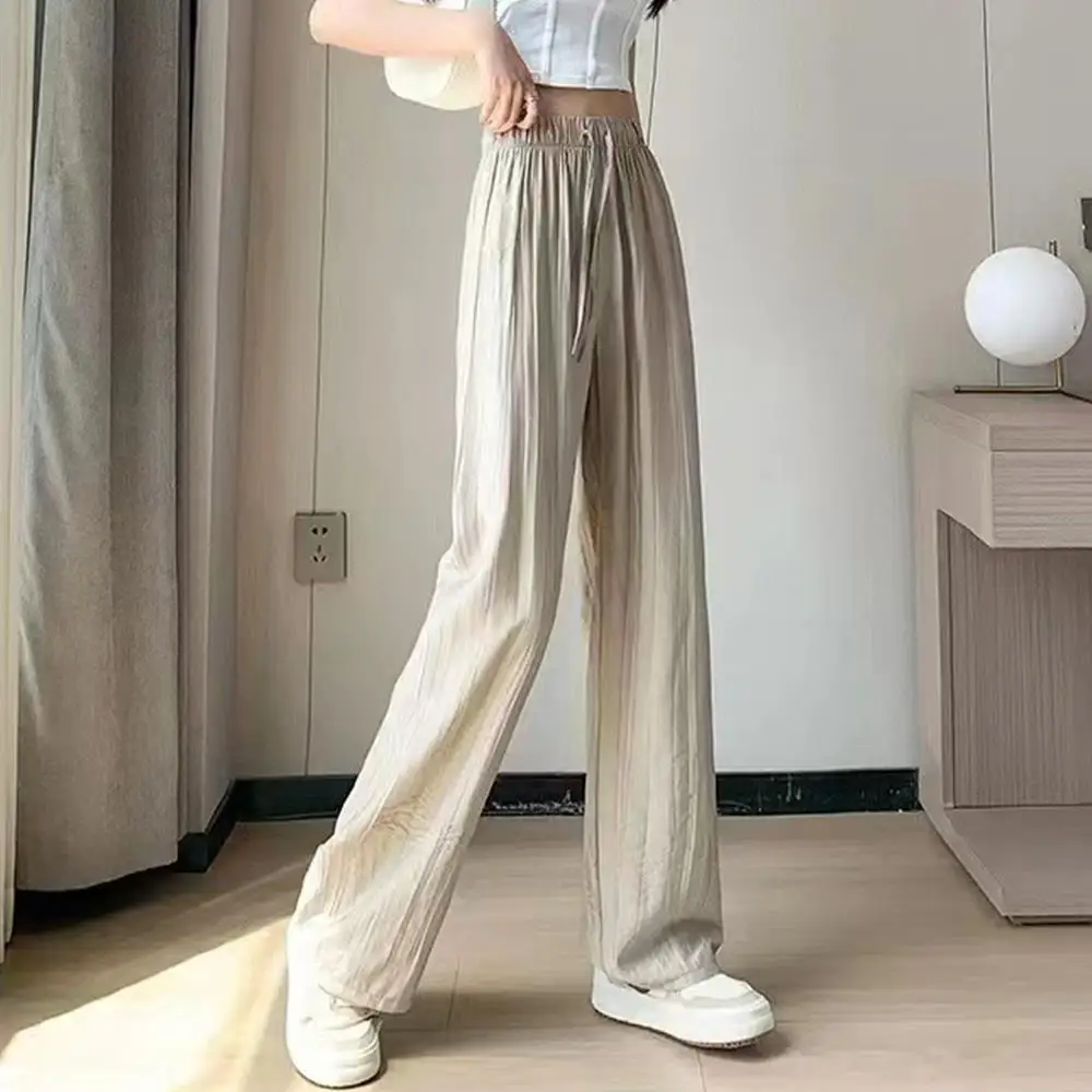 Women’s ice silk high waist wide leg loose summer trousers 78459
