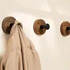 Walnut Wood Door Hook Adhesive Bathroom Towel Rack No-Drill Wall-Mounted Coat Hanger Wooden Hook for Kitchen or Bathroom 2