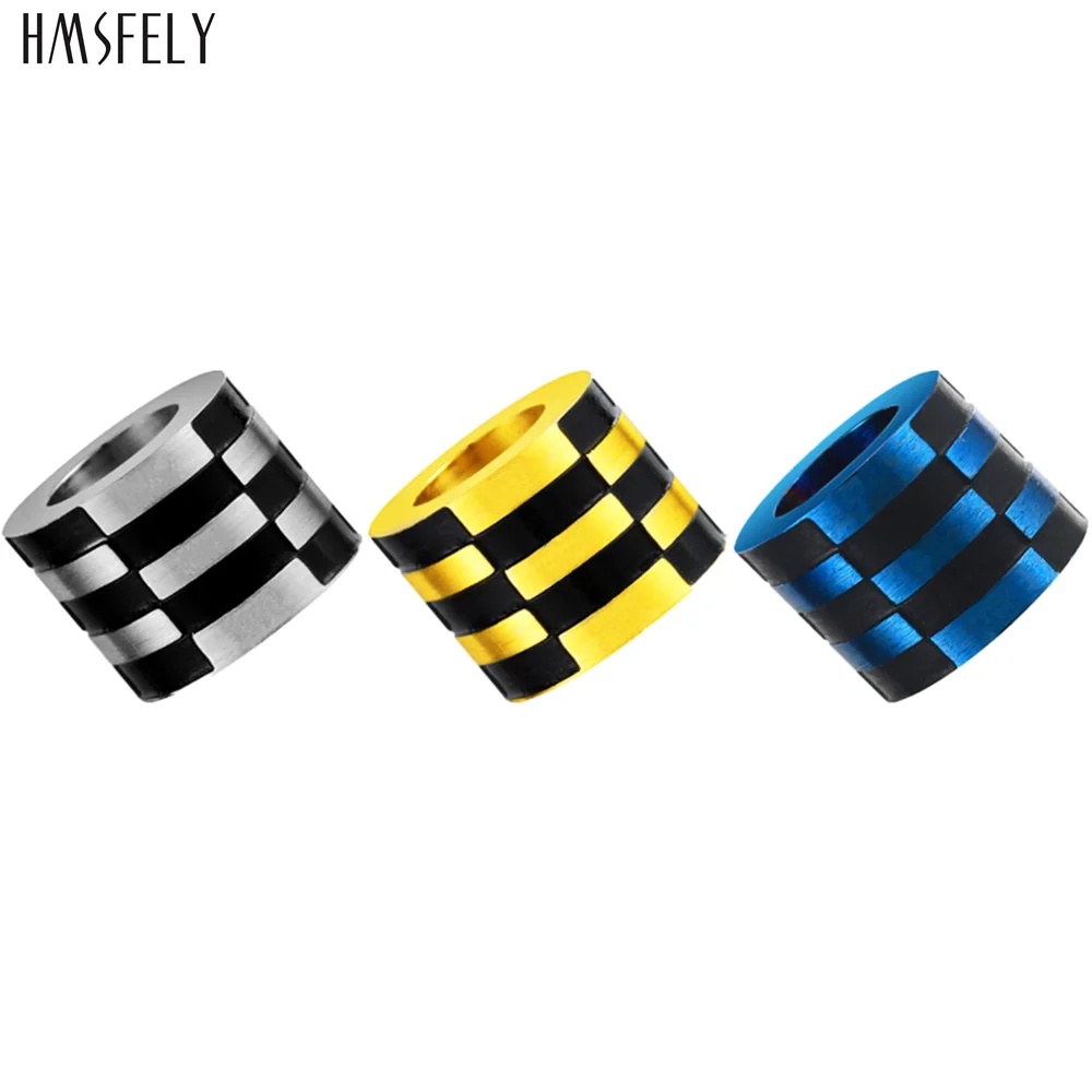 

HMSFELY Stainless Steel 6mm 8mm Mosaic Pattern Beads For Men Leather Bracelet Making Parts Tube Bead