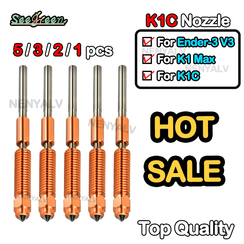 Creality 퀵 스왑 노즐 0.2/0.4/0.6/0.8/1mm K1 Max K1C Ender-3 V3 경화 강철 노즐 업그레이드 된 고속 ..