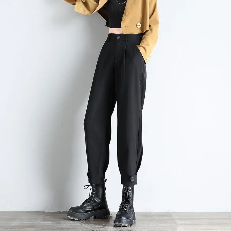 

Women's pants new handsome leggings women's Korean version loose and thin casual high waist nine-point overalls