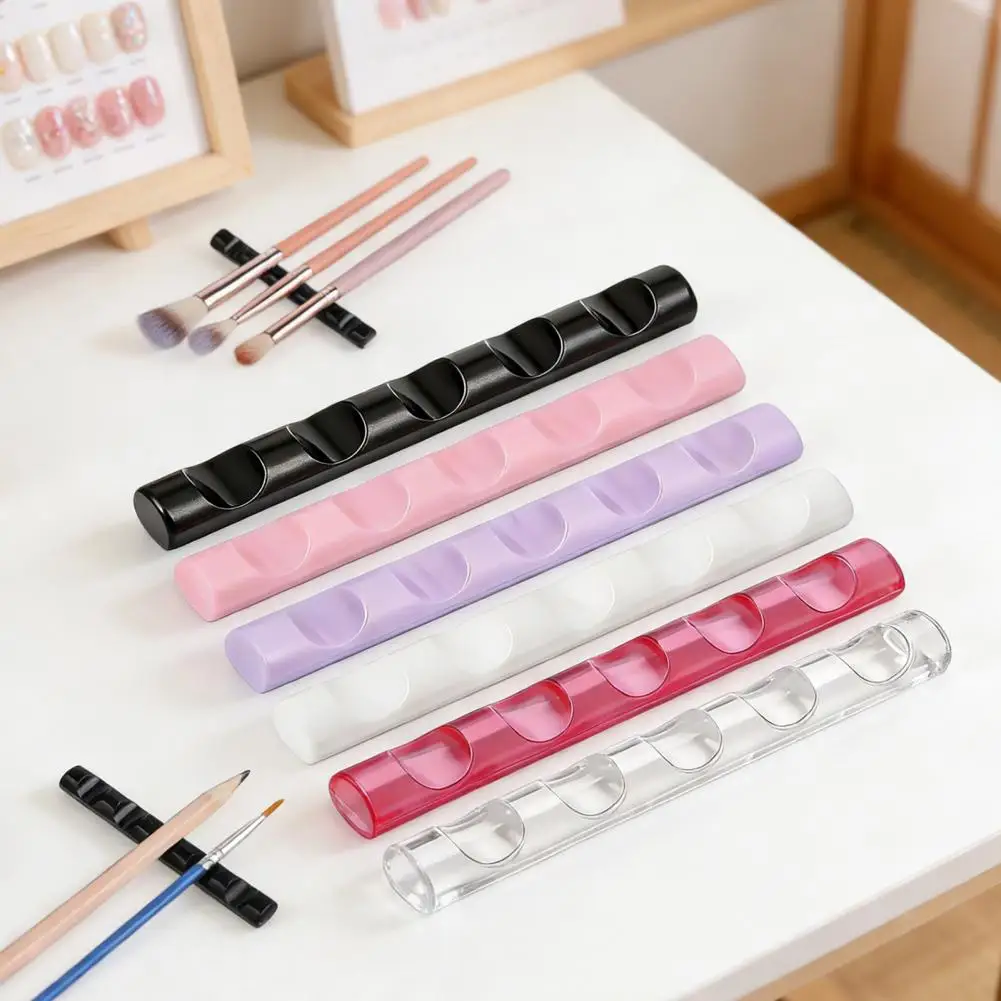 6Pcs 네일 브러쉬 홀더(5개 슬롯 포함) 다기능 메이크업 브러쉬 정리함 매니큐어 아트 도구 페인팅 펜 보관 랙