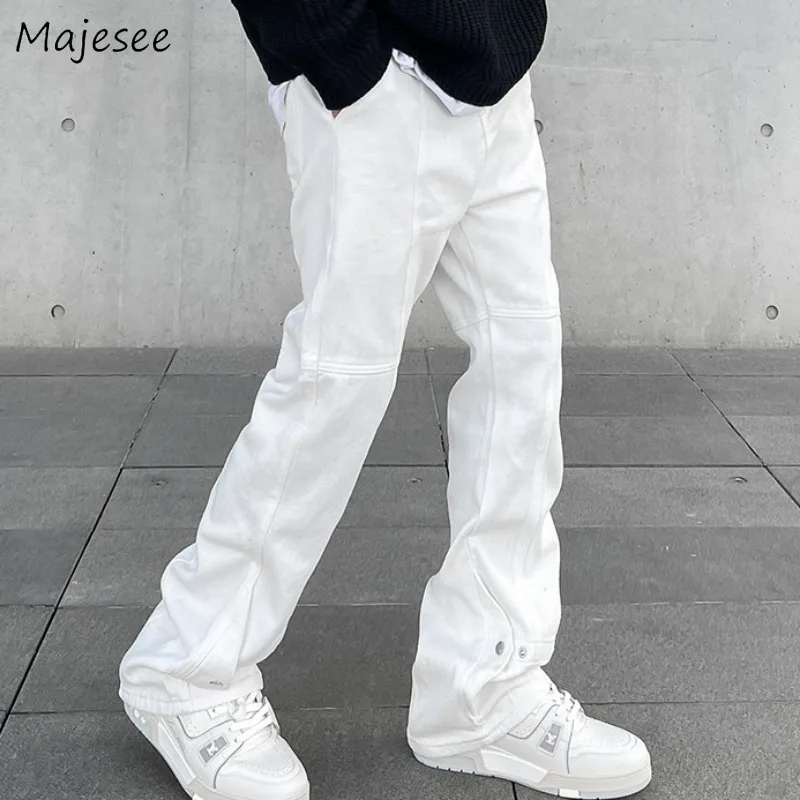 

Flare Jeans Men High Street Vibe Baggy Straight Teens Couples Korean Fashion Y2k Trousers Streetwear Youthful Vitality Designed