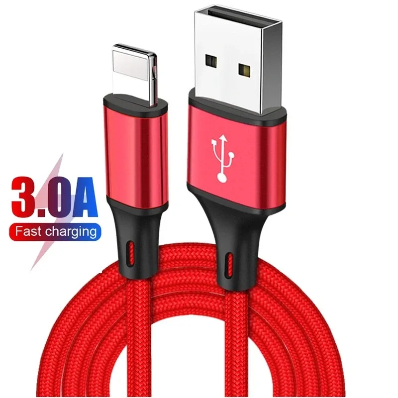 

Data USB Charger Cable For iPhone X XS Max 13 12 11 5 8 7 6 6s Plus SE Apple iPad 3A Fast Charging Phone Cord Short Long Wire 3m