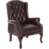 Traditional Queen Anne Style Chair with Thick Padded Seat and Lumbar Support Back with Royal Cherry Finish Wood Legs,Oxblood 1