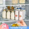 Household Fridge Organizer Tray Non-Skid Turntable Rack Saving Space Clear 360 Degree Rotatable for Cabinet Closet Vanity Makeup 1