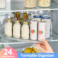 Household Fridge Organizer Tray Non-Skid Turntable Rack Saving Space Clear 360 Degree Rotatable for Cabinet Closet Vanity Makeup 1