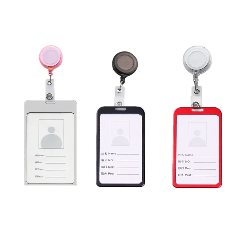 

Aluminium Alloy Staff Work Card Cover with Retractable Lanyard Chest Pocket Clip Name Badge ID Tag Bus Pass Card Holder Sleeve