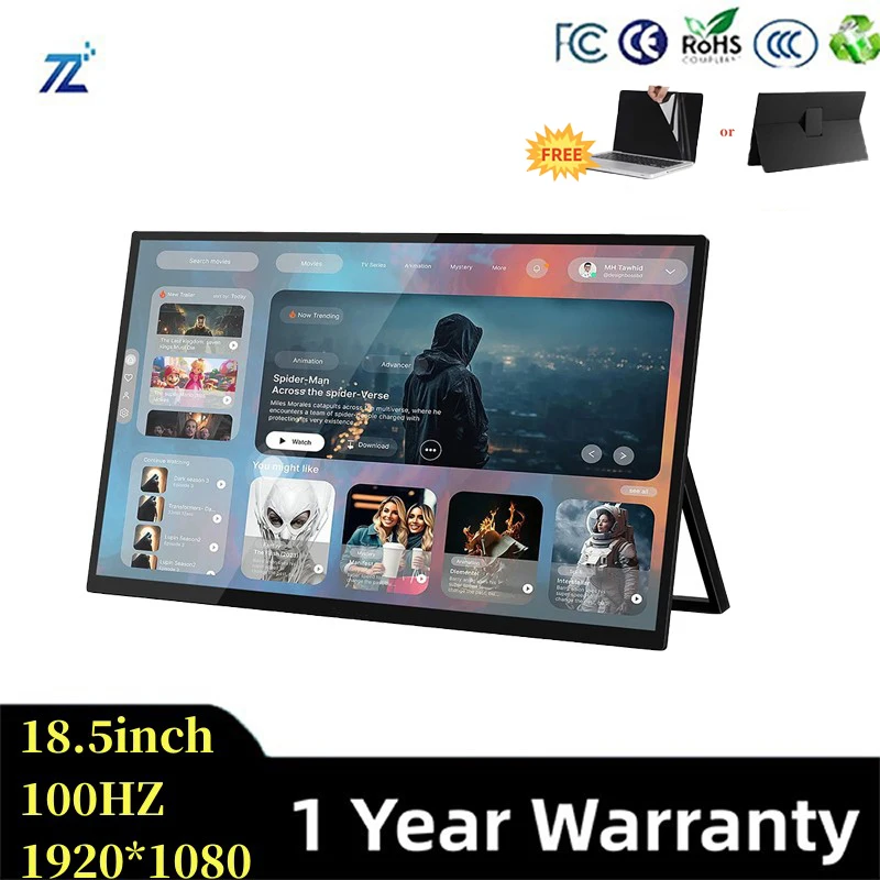 18.5 Inch Touch Screen Iptv Smart Ips Portable Monitor With Stand Speaker For Laptop Phone Mini Pc Notebook