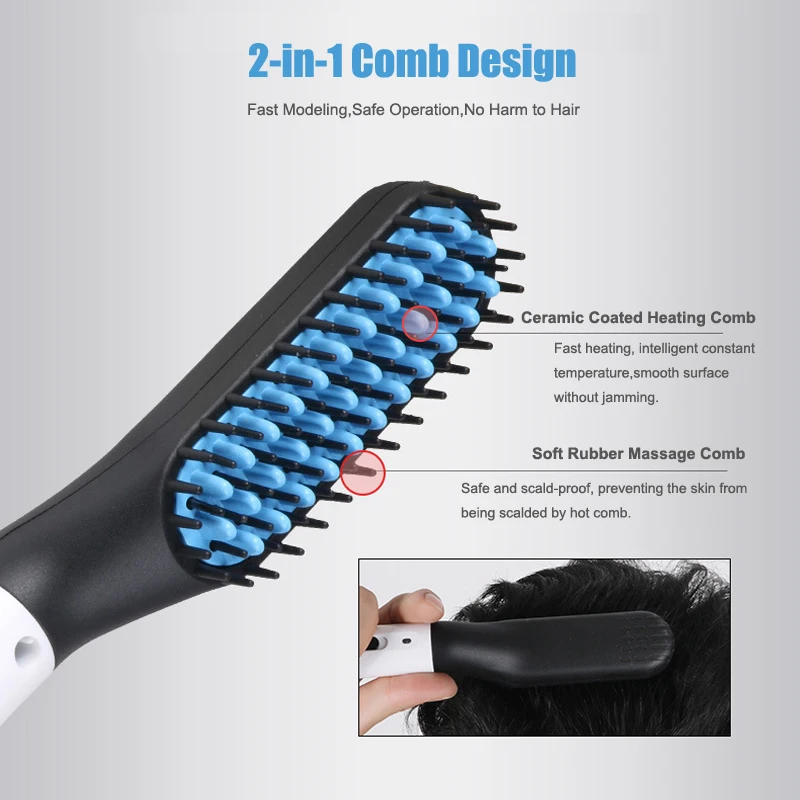 Multifunctional Hair Comb Brush Beard Straightener Electric Heat Beard Straightening Comb Iron Hair Styling Appliances For Men