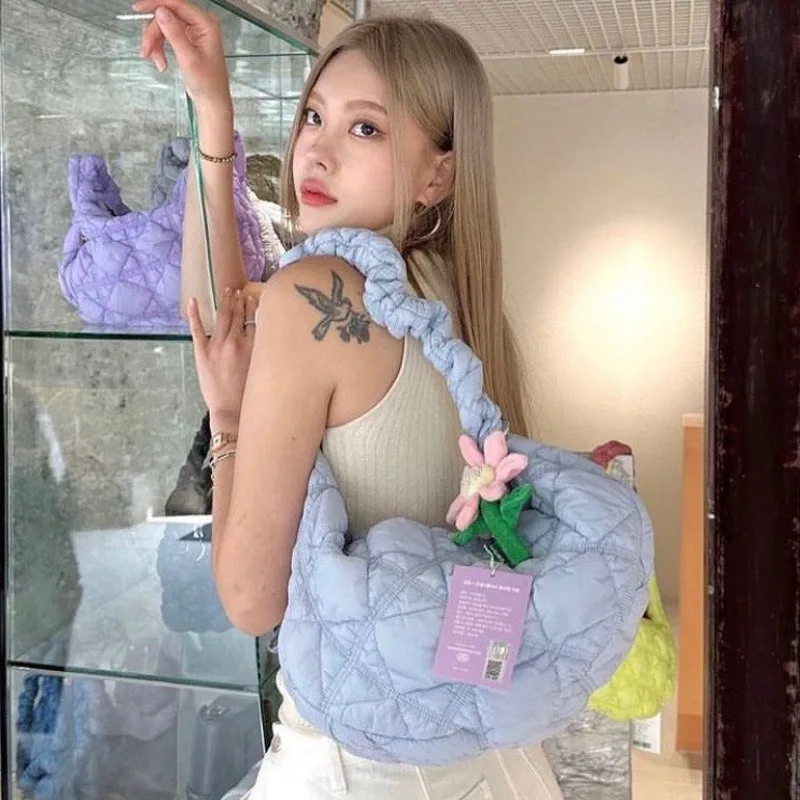 

Quilited Pleated Big Capacity Women Shoulder Bag Cotton Stuffed Dumpling Crossbody Bags For Women Cloud Underam Women's Hand Bag