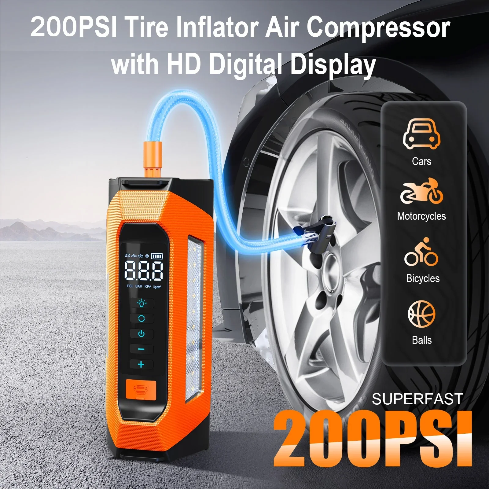 8000amp 200psi Professionale Auto Jumpstarter Multifunzione 12v Batteria Booster Super Compressore Accumulatori E Caricabatterie di Potere Salto di Avviamento Pompa di Aria - immagine 4