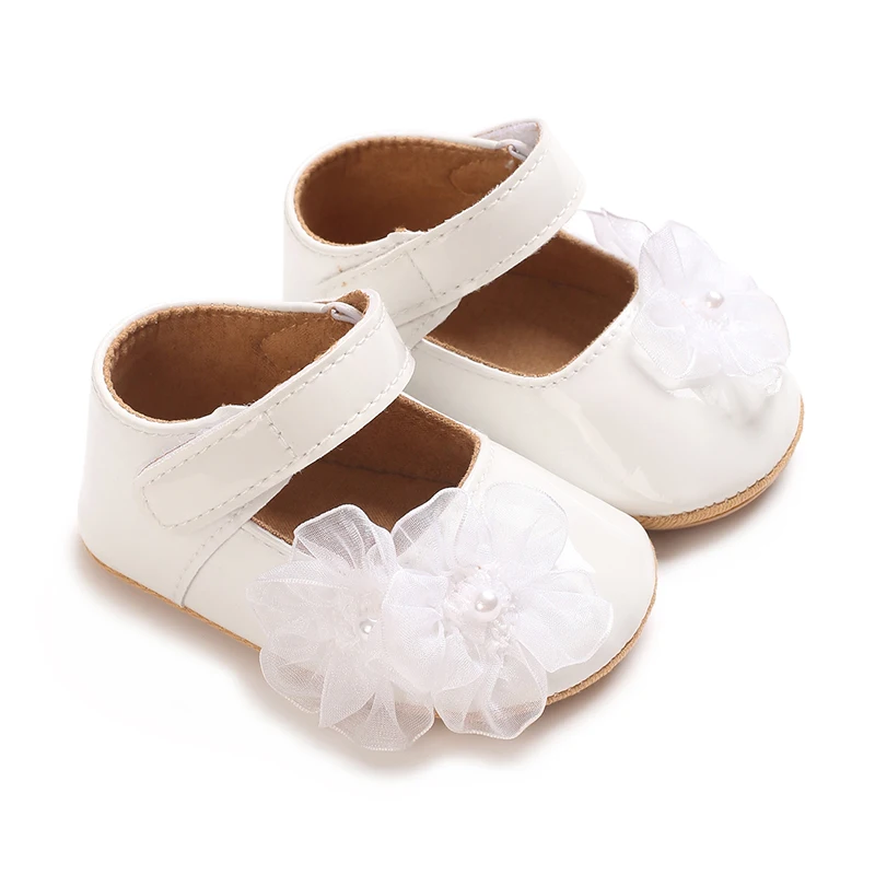 Lace Little Flower Baptist shoes Spring Baby Shoes PU Leather Newborn Girls Shoes First Walkers Princess Bowknot Baby Prewalker