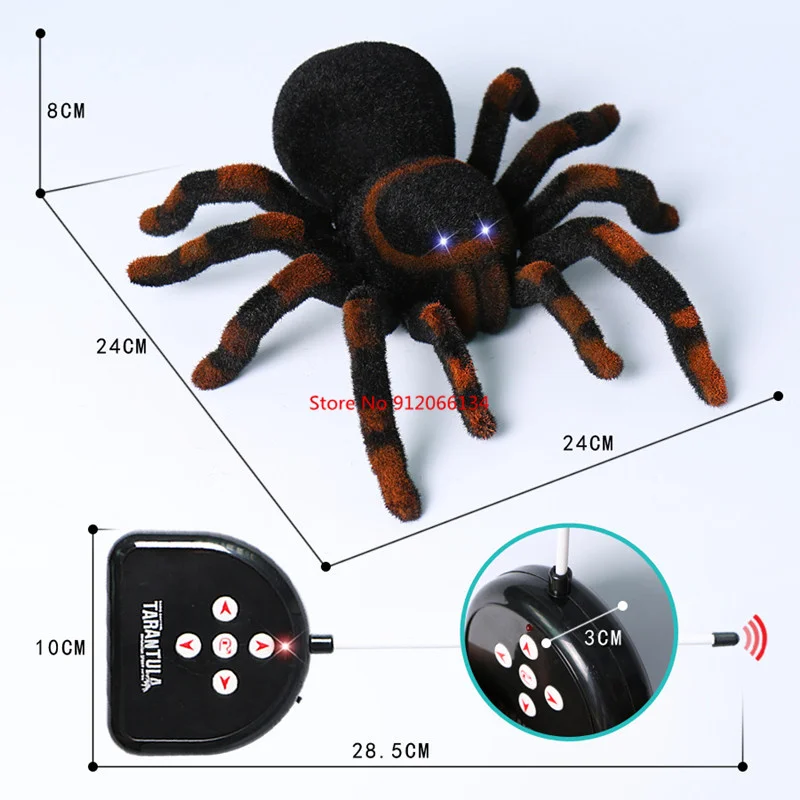 Electronic Animal pet Remote Control tarantula Eyes Shine smart black Spider Robot Halloween RC Tricky Prank Scary Toy Kid  gift 5