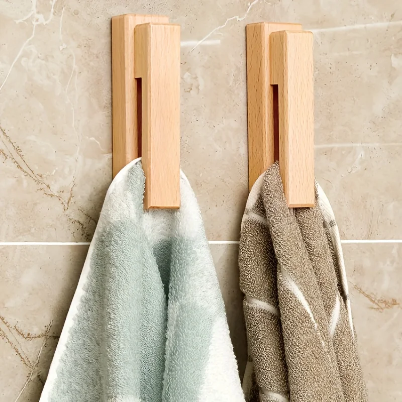 1 Pack Decorative Wooden Wall-Mounted Towel Rack for Bathroom Organization and Home Bathroom Decor.