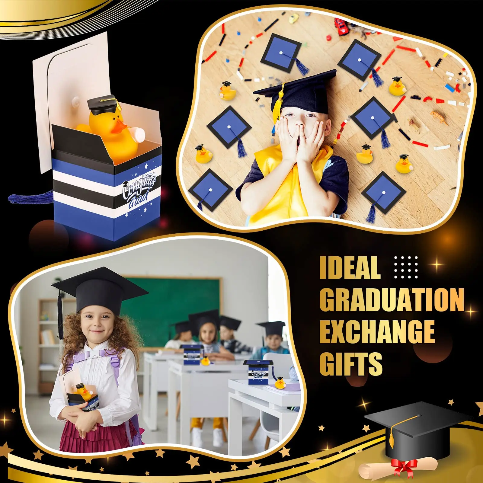 24/48 Sets Graduation Rubber Duck Cap Gift Boxes with Mini Grad Bulk Grad Party Favor Grad Candy Boxes for Graduation 6