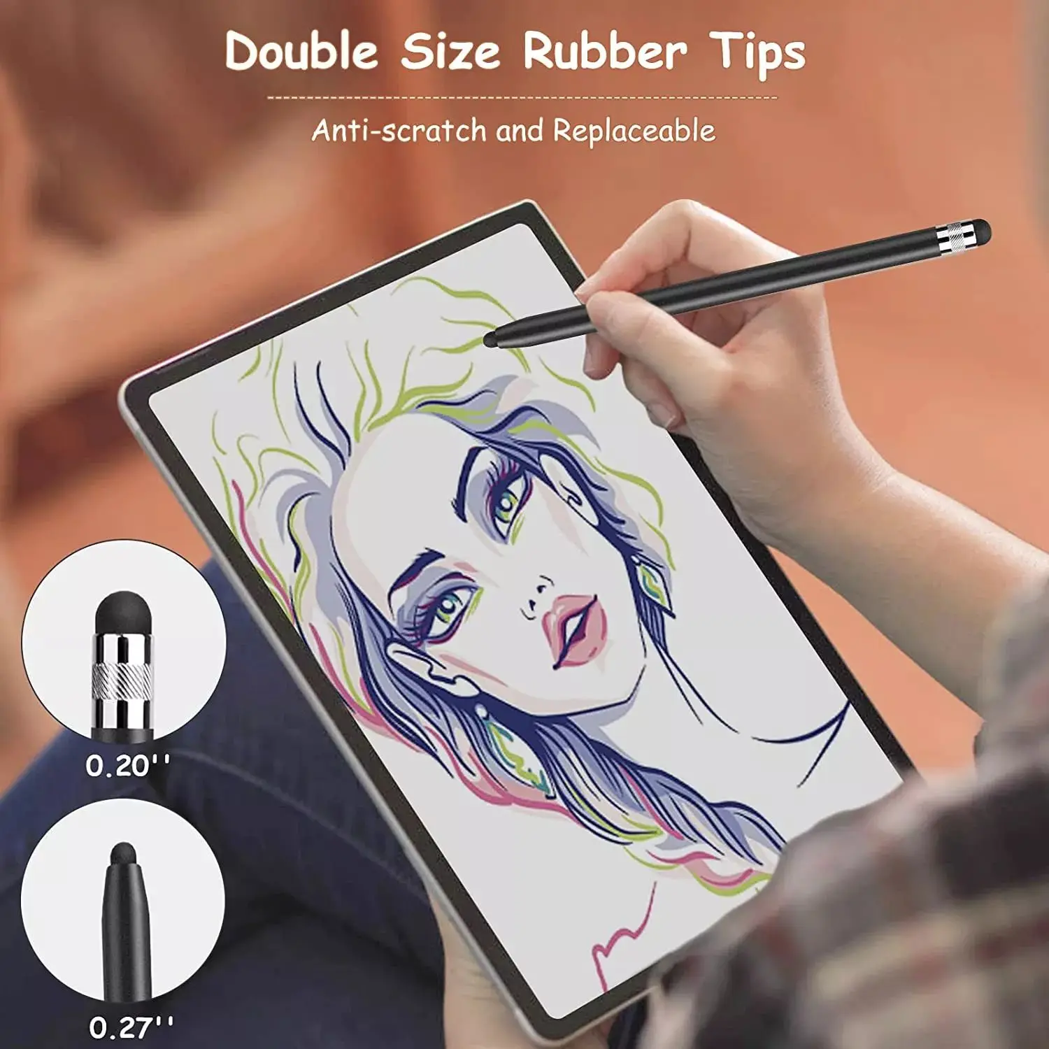 Touch Pen For Tablet Universal Pencil Capacitive Stylus Double Dual Silicone Head For iPad Android Smart Phone 6