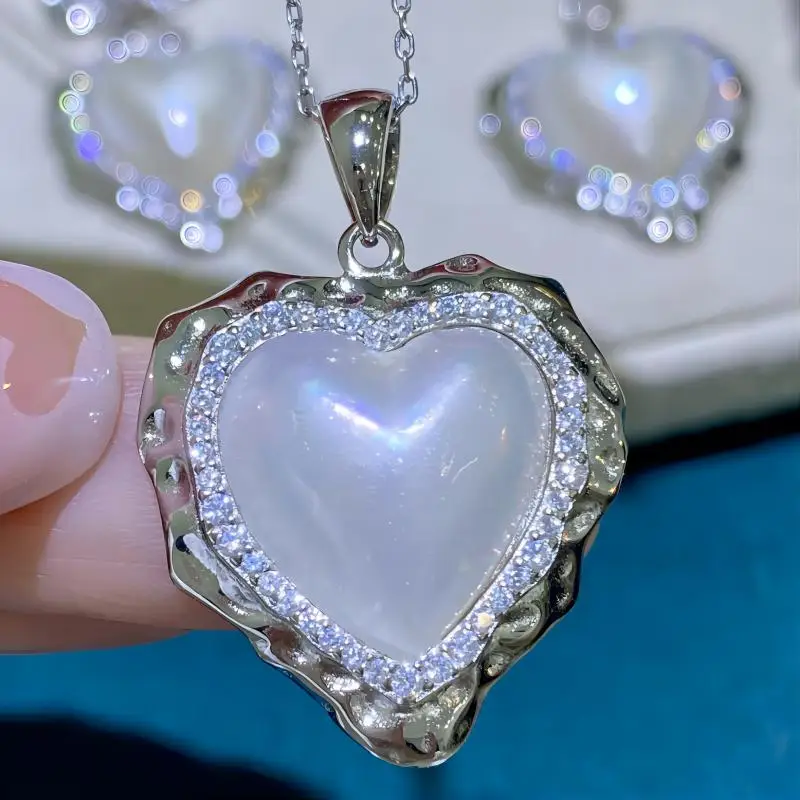 

HENGSHENG Love Mabei Pearl 14*14mm White Pearls Romantic Vintage 925 Sterling Silver Pendant Necklace For Women Girls Jewelry