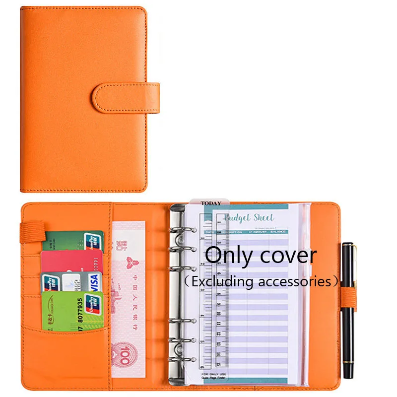 Deluxe PU Leather Budget Planner Binder with Cash Envelopes and Storage Pockets