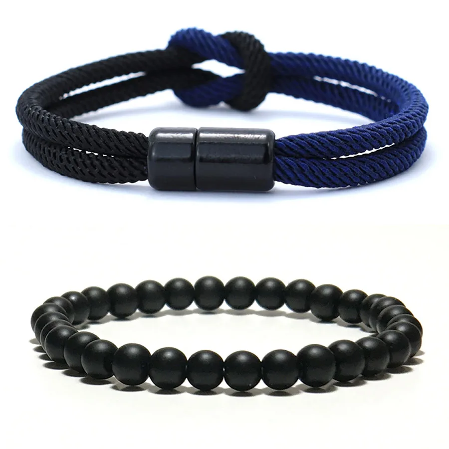 8 Stile Männer Armband Set 2 Teile/para Klasse A 4mm Bicolor Glück Chinesischen Knoten Schnur Kette Armband Pulseria hombre Ukrainischen Armband – Detail 9