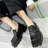 Neutral Square Toe Single Shoes for Men Women Thick Bottom British Style Retro Slip On Loafers Women's Leather Shoes Couple 1