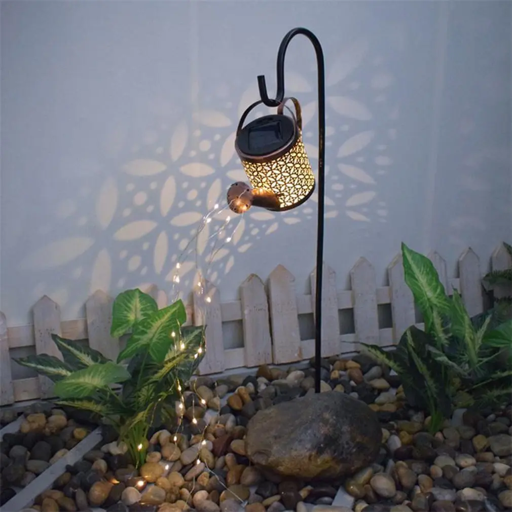 

Solar Watering Can Light Hanging Kettle Lantern Light Waterproof Garden Decor Metal Retro Lamp for Outdoor Table Patio Lawn Yar