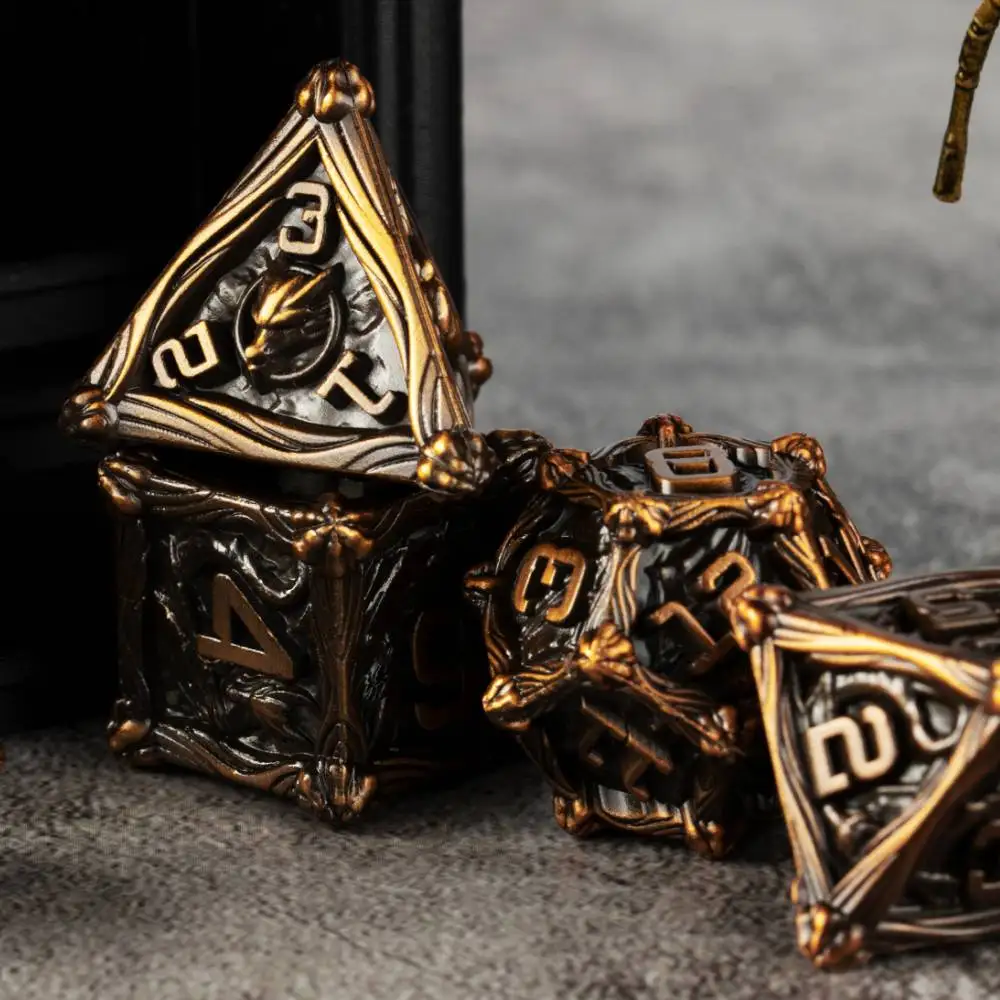 7PCS Polyhedral Metal DND dice, Role Playing Dice, Metal Dices Zinc Alloy for Dungeons and Dragons D&D RPG Dice D100 D20 D10 D6