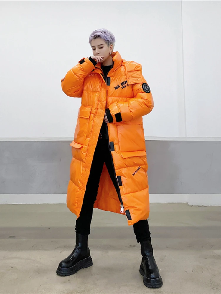 Couple Cotton-Padded Clothes Men 'S Thick Down Cotton Hooded Large Cotton-Padded Jacket Trendy Overknee Long Winter Youth Coat