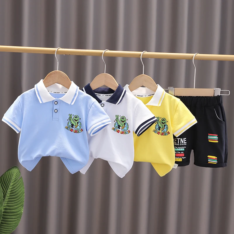 

XWT-BabyClothesToddlerBoy Clothes 0-5 Years Old Summer Short-Sleeved Shorts Suit Baby Printed Shirt Casual Shorts Two-Piece Suit