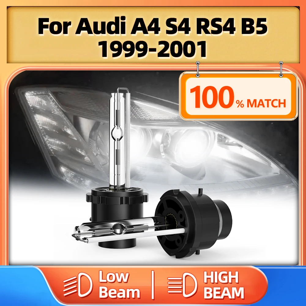 

2PCS D2S Car HID Xenon Headlight Bulbs 35W 20000LM Xenon Headlamps 12V 6000K White For Audi A4 S4 RS4 B5 1999 2000 2001