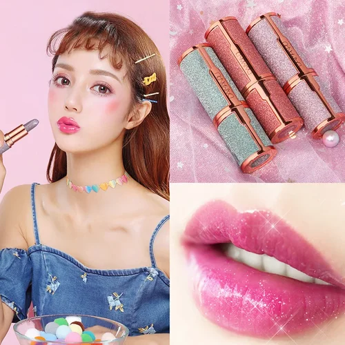 반짝이 매트 온도 변화 립스틱, 방수 오래 지속되는 다이아몬드 립스틱, 논스틱 레드 핑크 립 틴트 메이크업 화장품 2