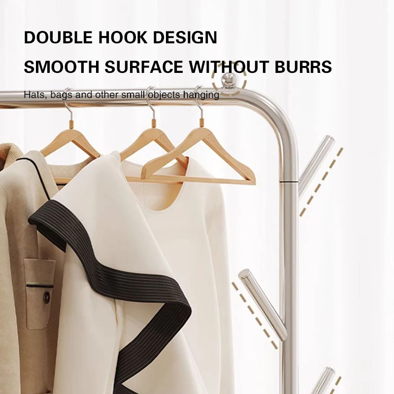 Iron Stand Floor Clothes Rack Bedroom Clothes Handger Removable Storage Shelf with Storage Basket Corner Coat Rack