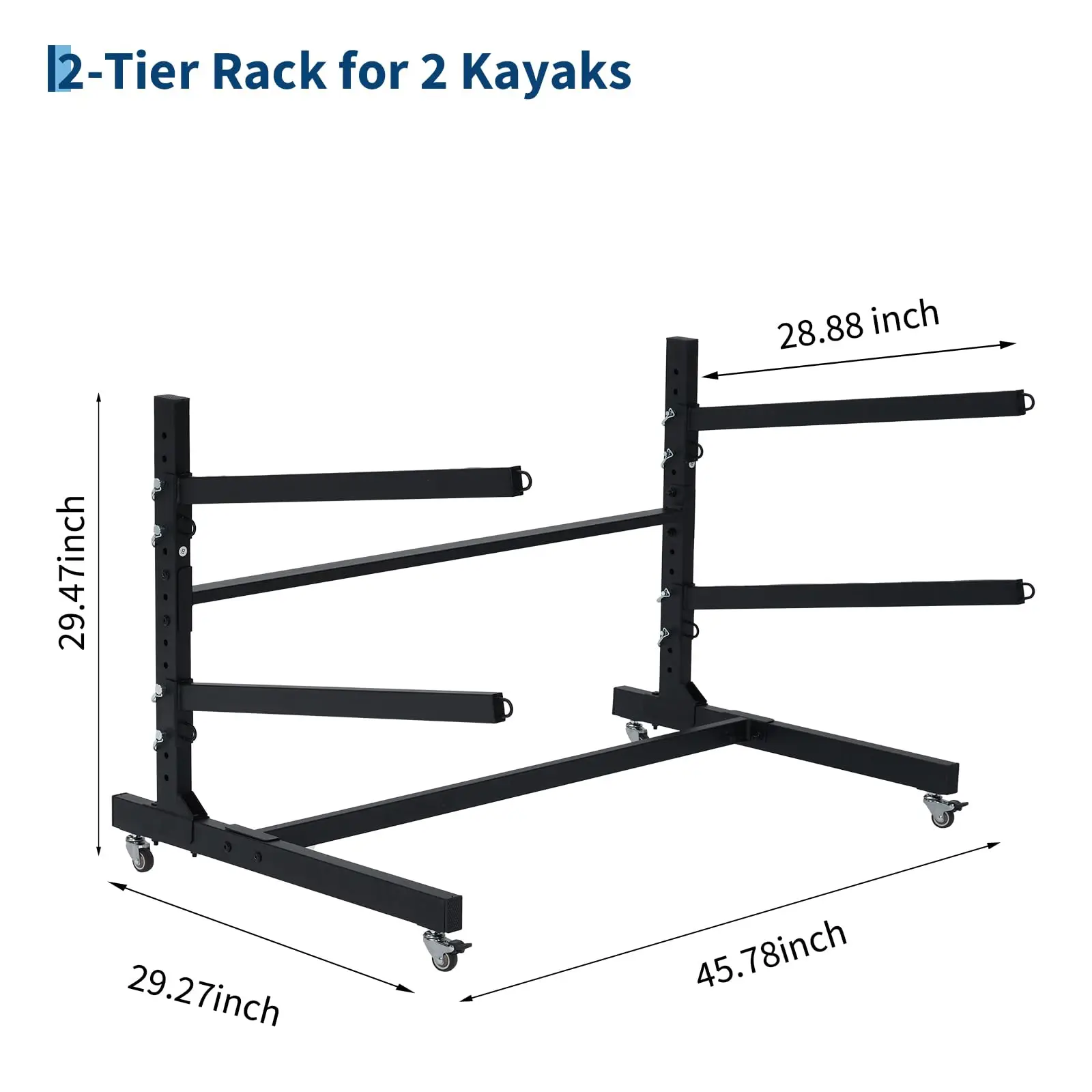Freestanding Kayak Storage Rack 2/3/4 Tier Adjustable SUP Canoe Stand Heavy Duty Holder With Wheels Outdoor Garage Organizer
