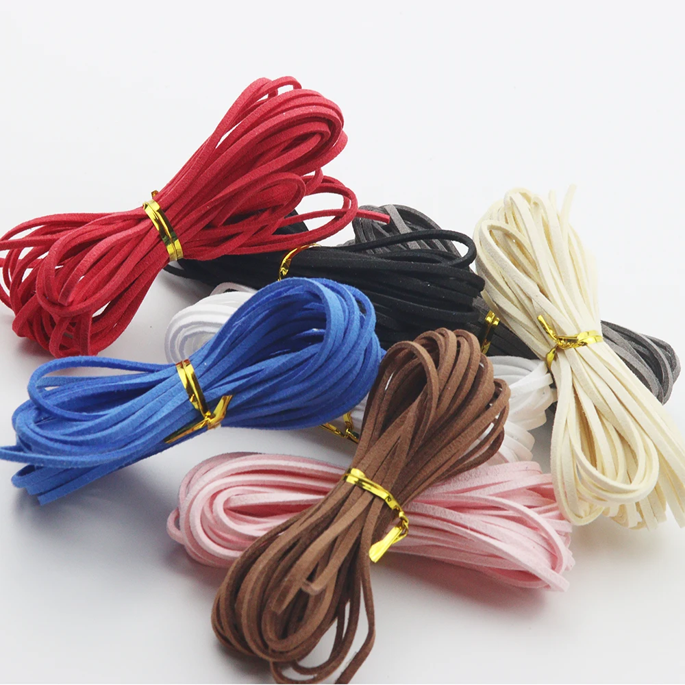 

20M 3MM Korean Velvet Leather Flat Faux Suede Rope Braided Handmade Thread DIY Jewelry Making Rope Accessories