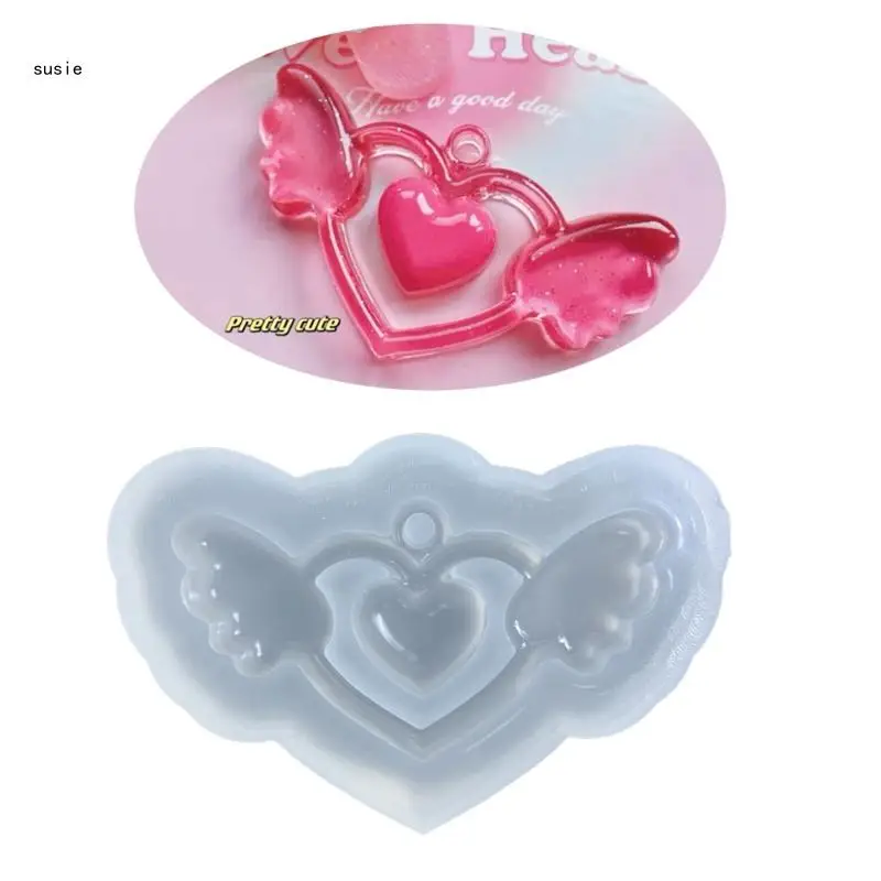 

X7YA Love Wings формы для эпоксидной смолы, украшения для подвесок, силиконовые формы, легко моющиеся