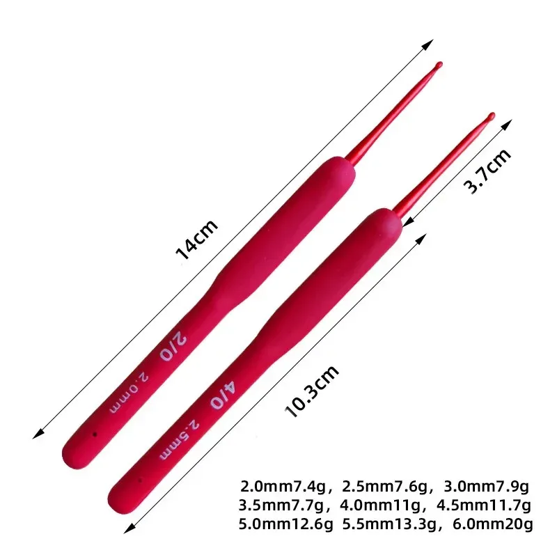 Crochet Hook Single-head TPR Silicone Handmade Single Crochet Red Handle Clothing Knit Work DIY