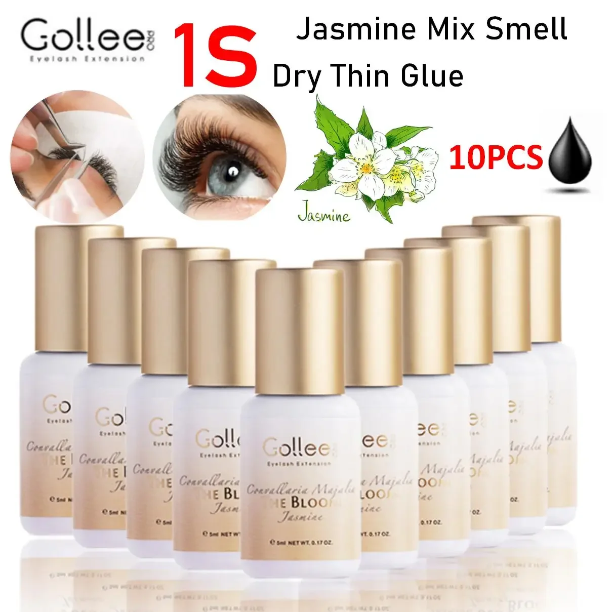 

Gollee Jasmine Scent 5ml Lash Extension Glue 1s Drying Strong Waterproof False Lash Adhesive Supplies Wholesale Makeup Tools