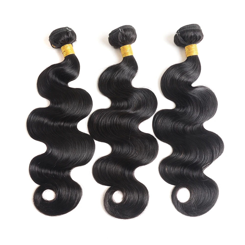 ZWJ Body Wave Bundles Human Hair 3 Bundles Brazilian Weaving Virgin Hair Natural Color 16-28 Inch 100% Human Hair Extensions