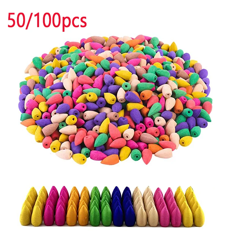 50/100Pcs Incense Cones Use For Backflow Incense Burner Anti-Odour Cone Incense Mix Scent