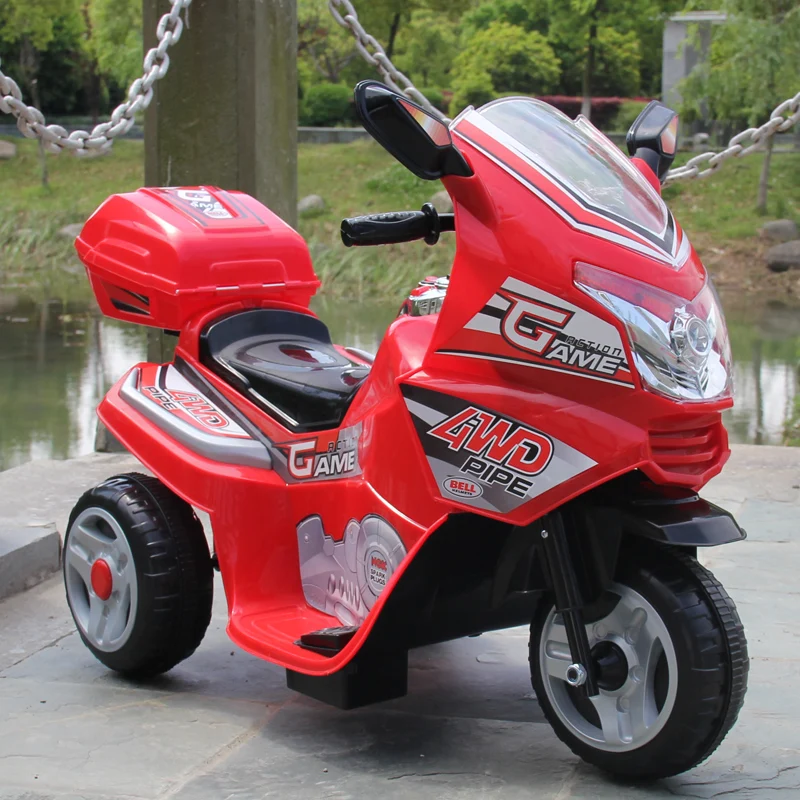 Children's electric three-wheeled motorcycle can sit baby toy car rechargeable stroller 1-3 years old