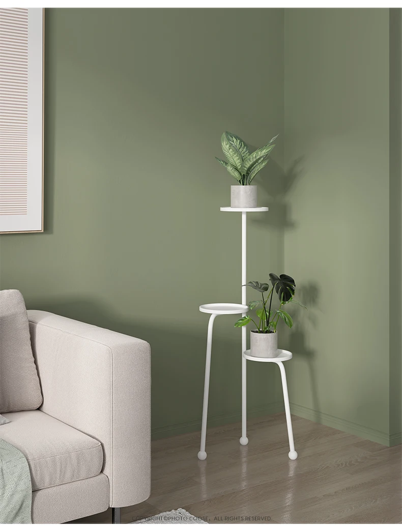 Nordic Iron Plant Holder Multi-Tier Flower Rack Waterproof Minimalist Pot Stand Durable Floor Storage Shelf for Balcony