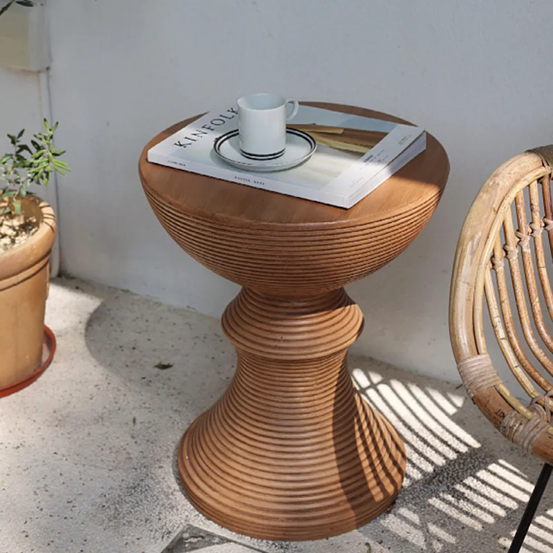 

Retro Imitation Wood Grain Coffee Table Magnesium Oxide Light Luxury Side Table Living Room Bedroom Decoration