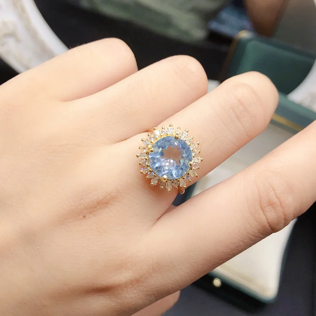 

Sterling Silver 925 Ladies all-natural amethyst Topaz Ring Color Super Bright Ring Engagement Gift Free shipping Boutique